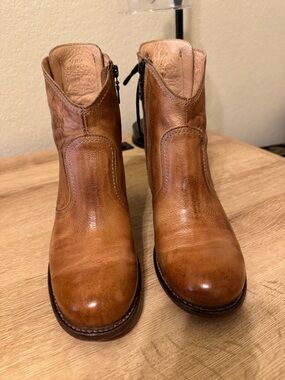 Bed Stu Tan Leather Heeled Ankle Boots Xena